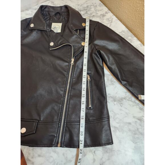 Vine & Valley Womens Black Solid Long Sleeve Leather Motorcycle Jacket Small NWT - Picture 6 of 6